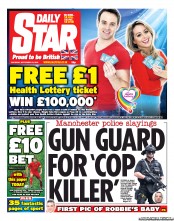 Daily Star Sunday (UK) Newspaper Front Page for 22 September 2012