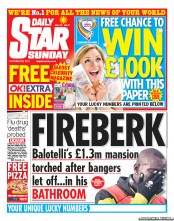 Daily Star Sunday (UK) Newspaper Front Page for 23 October 2011