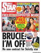 Daily Star Sunday Newspaper Front Page (UK) for 23 December 2012