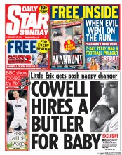 Daily Star Sunday Newspaper Front Page (UK) for 23 February 2014