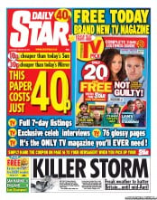 Daily Star Sunday Newspaper Front Page (UK) for 23 March 2013