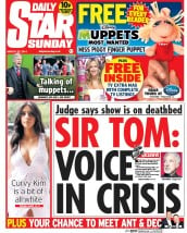 Daily Star Sunday Newspaper Front Page (UK) for 23 March 2014