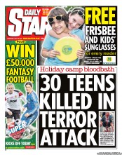 Daily Star Sunday (UK) Newspaper Front Page for 23 July 2011