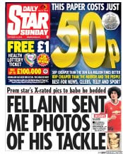 Daily Star Sunday (UK) Newspaper Front Page for 24 October 2015