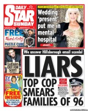 Daily Star Sunday (UK) Newspaper Front Page for 24 February 2013