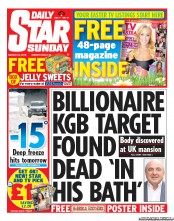 Daily Star Sunday (UK) Newspaper Front Page for 24 March 2013