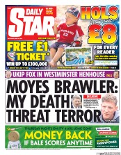 Daily Star Sunday (UK) Newspaper Front Page for 24 May 2014