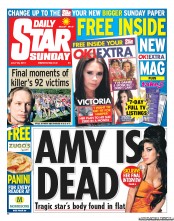 Daily Star Sunday (UK) Newspaper Front Page for 24 July 2011