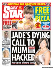 Daily Star Sunday Newspaper Front Page (UK) for 24 September 2011