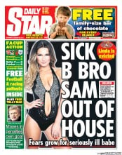 Daily Star Sunday (UK) Newspaper Front Page for 25 January 2014