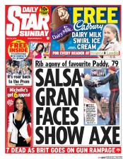 Daily Star Sunday Newspaper Front Page (UK) for 25 May 2014