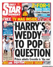Daily Star Sunday (UK) Newspaper Front Page for 25 August 2013