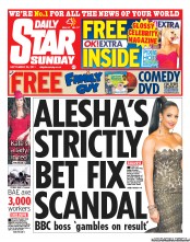 Daily Star Sunday (UK) Newspaper Front Page for 25 September 2011