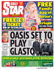 Daily Star Sunday (UK) Newspaper Front Page for 26 April 2014