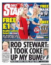 Daily Star Sunday (UK) Newspaper Front Page for 27 October 2012