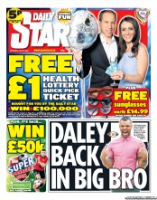Daily Star Sunday Newspaper Front Page (UK) for 27 July 2013