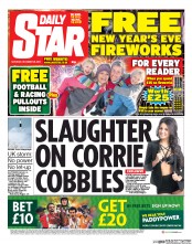 Daily Star Sunday (UK) Newspaper Front Page for 28 December 2013
