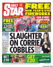 Daily Star Sunday Newspaper Front Page (UK) for 28 December 2013