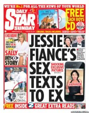Daily Star Sunday (UK) Newspaper Front Page for 28 August 2011