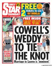 Daily Star Sunday (UK) Newspaper Front Page for 29 December 2013