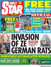 Daily Star Sunday (UK) Newspaper Front Page for 29 March 2014