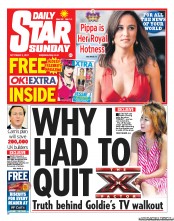 Daily Star Sunday (UK) Newspaper Front Page for 2 October 2011