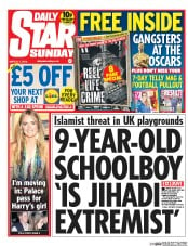 Daily Star Sunday (UK) Newspaper Front Page for 2 March 2014