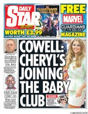 Daily Star Sunday (UK) Newspaper Front Page for 2 August 2014
