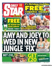 Daily Star Sunday Newspaper Front Page (UK) for 30 November 2013