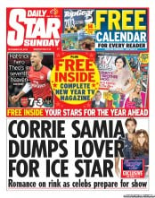 Daily Star Sunday (UK) Newspaper Front Page for 30 December 2012