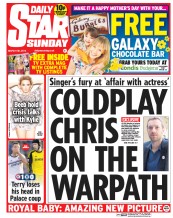 Daily Star Sunday (UK) Newspaper Front Page for 30 March 2014
