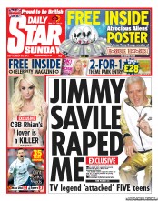 Daily Star Sunday (UK) Newspaper Front Page for 30 September 2012