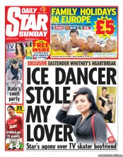 Daily Star Sunday (UK) Newspaper Front Page for 3 March 2013