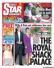 Daily Star Sunday (UK) Newspaper Front Page for 3 July 2011