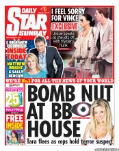Daily Star Sunday (UK) Newspaper Front Page for 4 September 2011