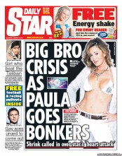 Daily Star Sunday (UK) Newspaper Front Page for 5 January 2013