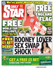Daily Star Sunday (UK) Newspaper Front Page for 7 June 2014
