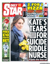 Daily Star Sunday Newspaper Front Page (UK) for 8 December 2012