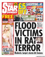 Daily Star Sunday Newspaper Front Page (UK) for 8 December 2013