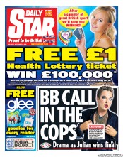 Daily Star Sunday (UK) Newspaper Front Page for 8 September 2012