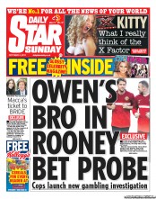 Daily Star Sunday (UK) Newspaper Front Page for 9 October 2011