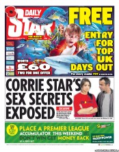 Daily Star Sunday (UK) Newspaper Front Page for 9 November 2013