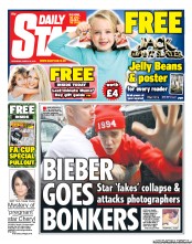 Daily Star Sunday (UK) Newspaper Front Page for 9 March 2013