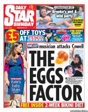 Daily Star Sunday (UK) Newspaper Front Page for 9 June 2013