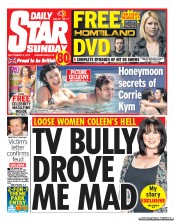 Daily Star Sunday (UK) Newspaper Front Page for 9 September 2012