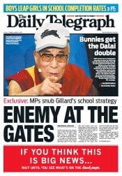 Daily Telegraph (Australia) Newspaper Front Page for 13 June 2013