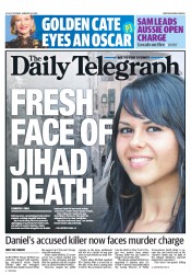Daily Telegraph (Australia) Newspaper Front Page for 14 January 2014