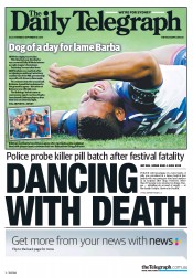 Daily Telegraph (Australia) Newspaper Front Page for 16 September 2013