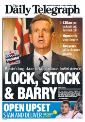 Daily Telegraph (Australia) Newspaper Front Page for 22 January 2014