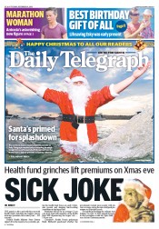 Daily Telegraph (Australia) Newspaper Front Page for 24 December 2013